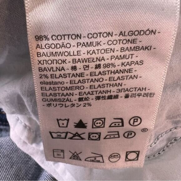 Levi's Wedgie Skinny Jeans Raw Frayed Hem Button Fly Size 16 Medium Wash Denim - Picture 13 of 13